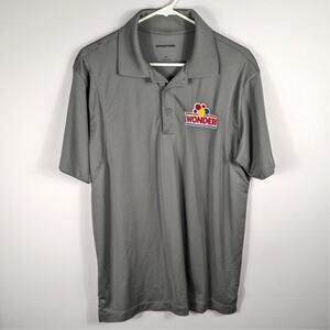 Sport-Tek Wonder Bread Polo Shirt Mens M Gray Embroidered Logo Work Uniform Top
